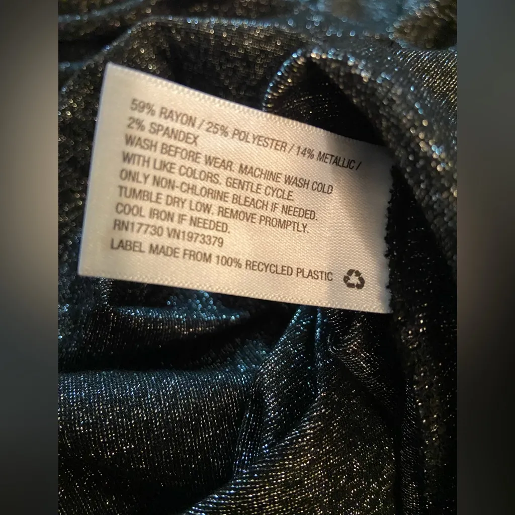 A New Day Womens Black Long Sleeve Shine Wrap Tie Blouse Shirt Size Large - Image 5