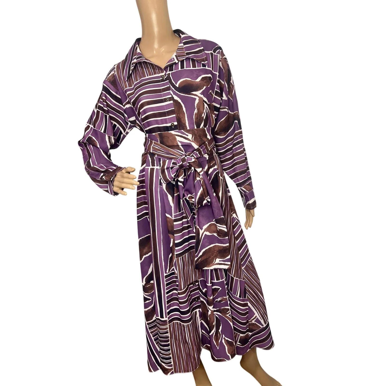 DO By Dee Ocleppo Women’s Printed Belted Long Sleeve Midi Dress Nordstrom L - Image 2