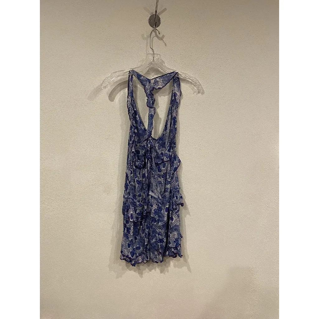 Poupette St Barth Dress Womens Small Blue Floral Ruffle Racerback Boho Tiered - Image 5