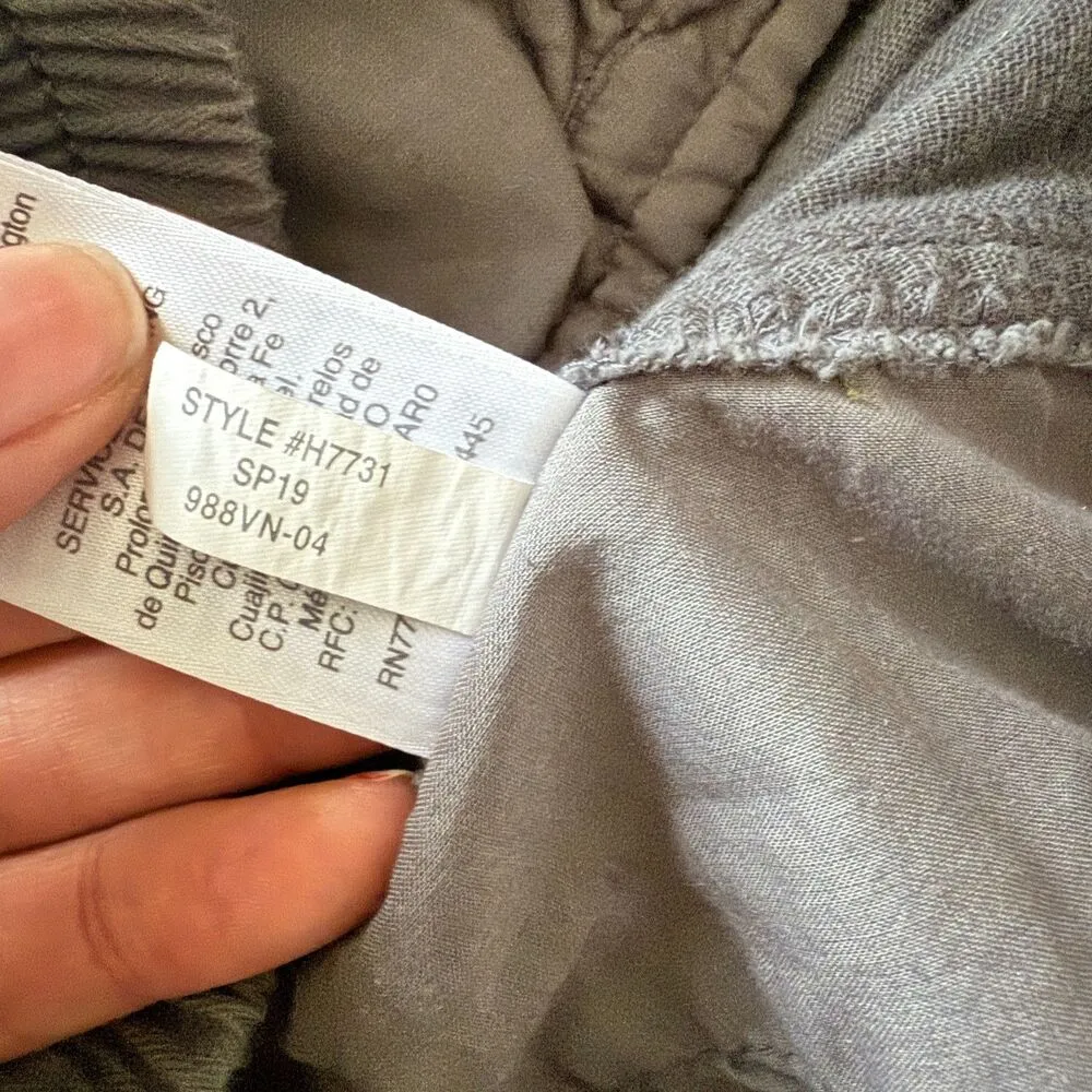 J Crew 100% Cotton Gray Point Sur Seaside Elastic Waist Hem Till Pants No Sz Tag - Image 13