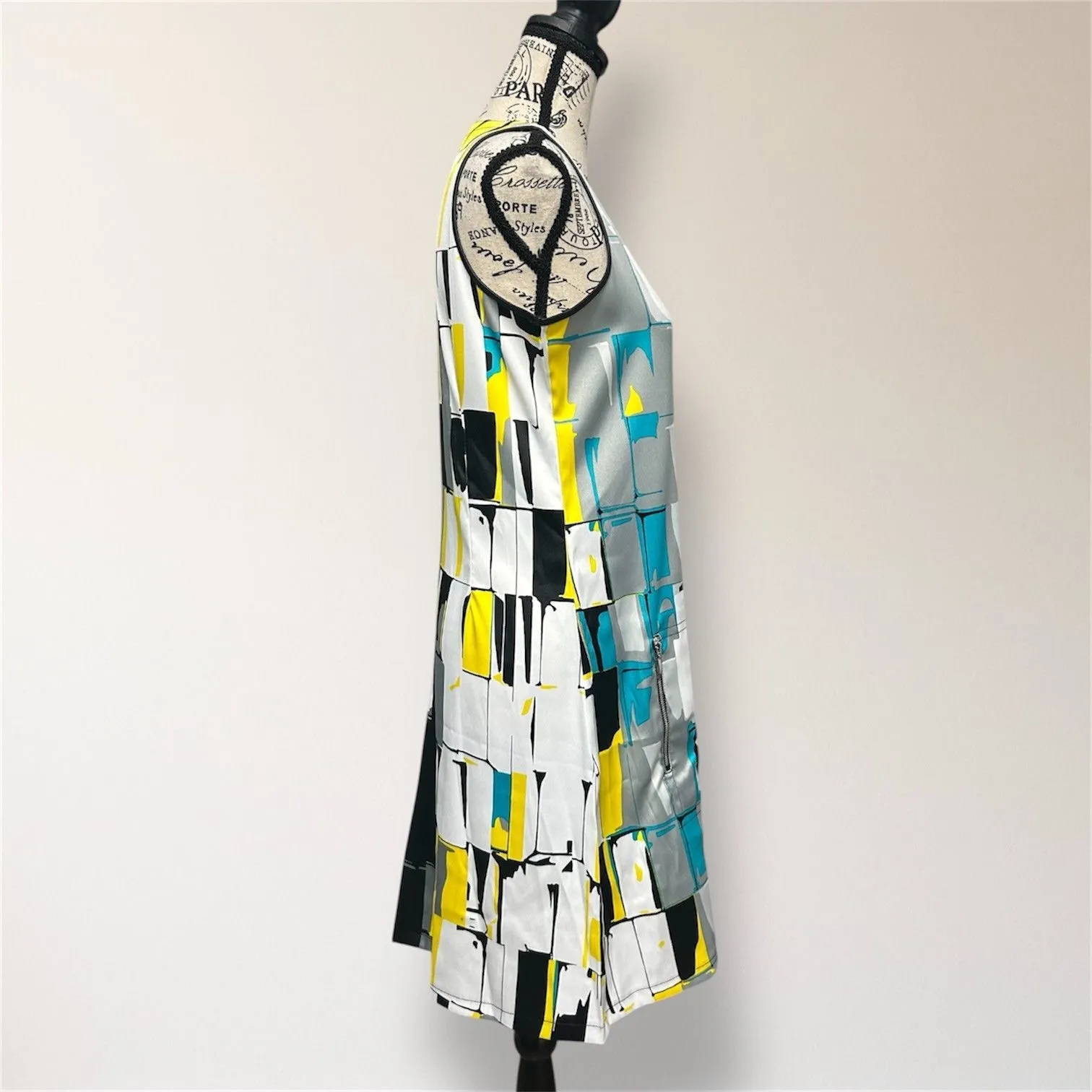 Jamie Sadock S Jet Black Gray Abstract Print Sleeveless Zip Pocket Golf Dress - Image 2