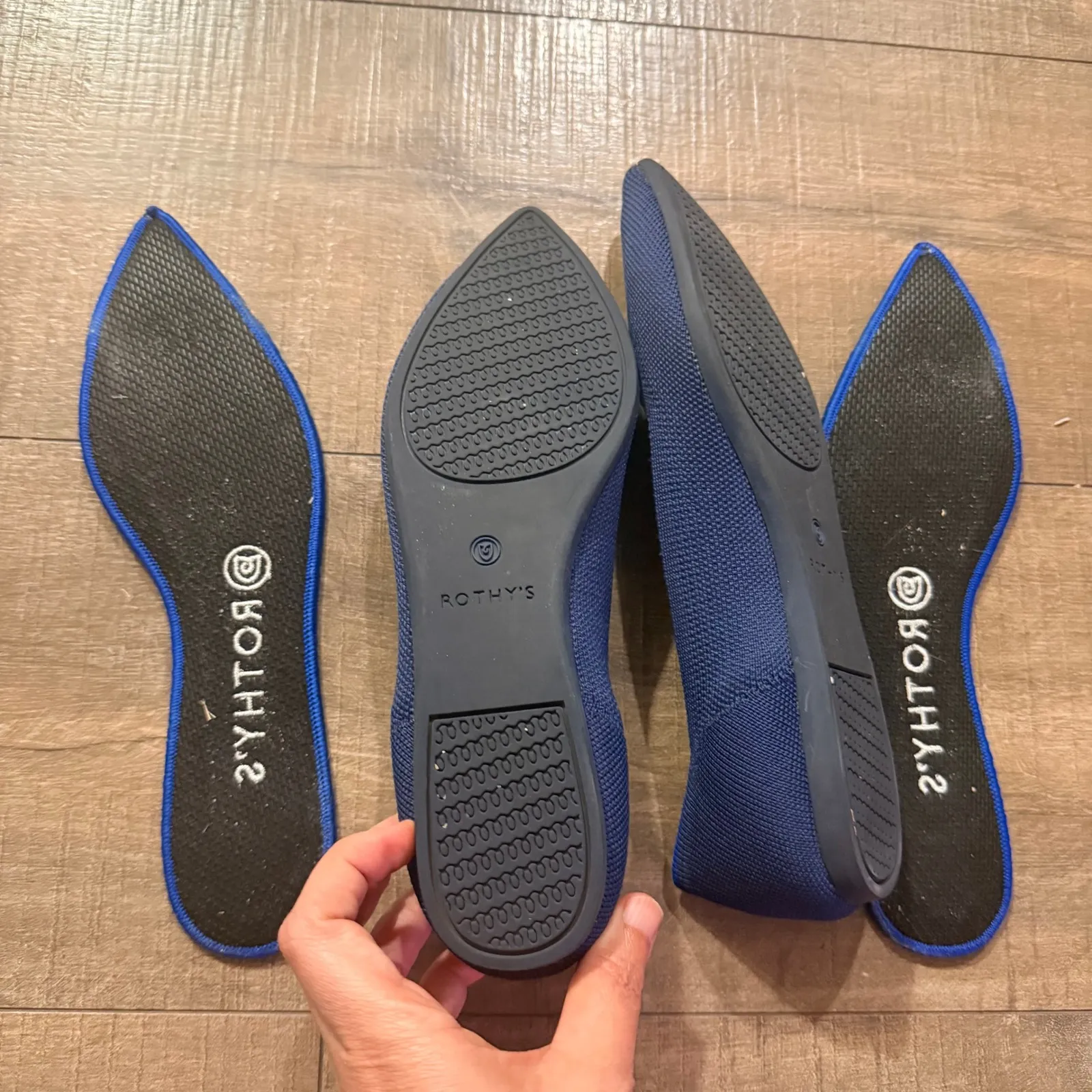 ROTHYS The Pointed Flat Shoes Navy Blue Knit Women's W 8.5 Comfort EUC Rare Work - Image 3