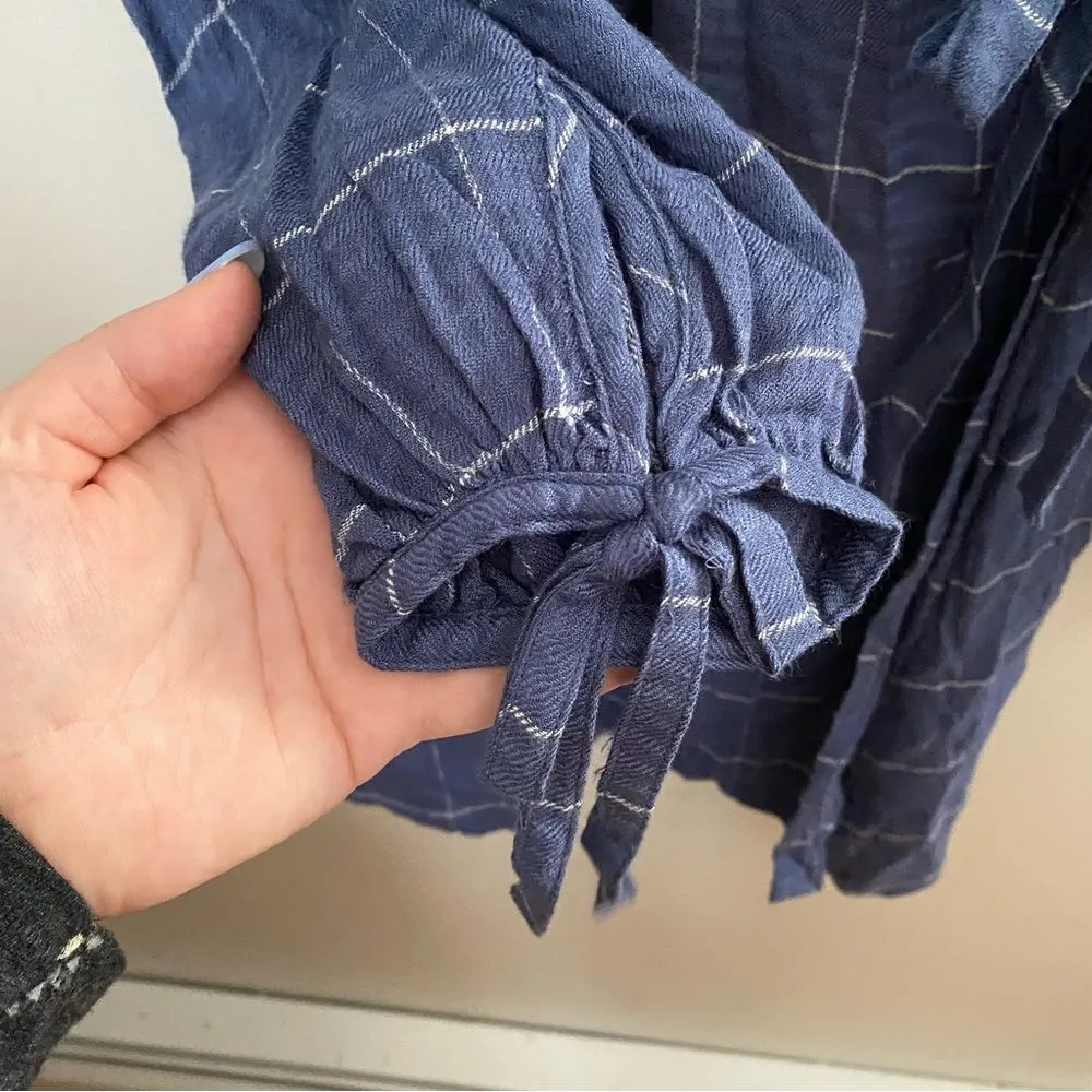 Melrose & Market Dress Long Sleeve Plaid Blue Mini Casual - Image 7