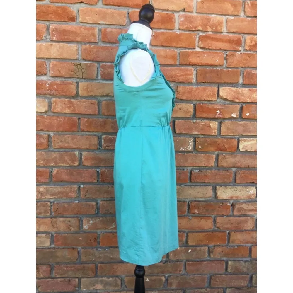 Max & Cloe Ruffle High Collar Dress Blue Green - Image 5