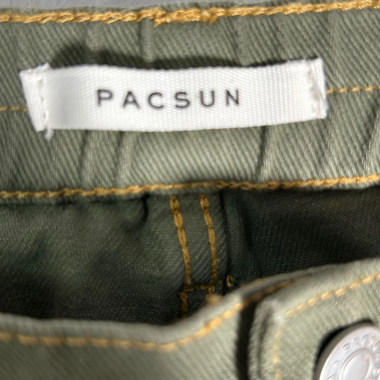 Pacsun Low Rise Puddle Cargo Pants Olive Green Women's Size L Wide Leg - Image 3