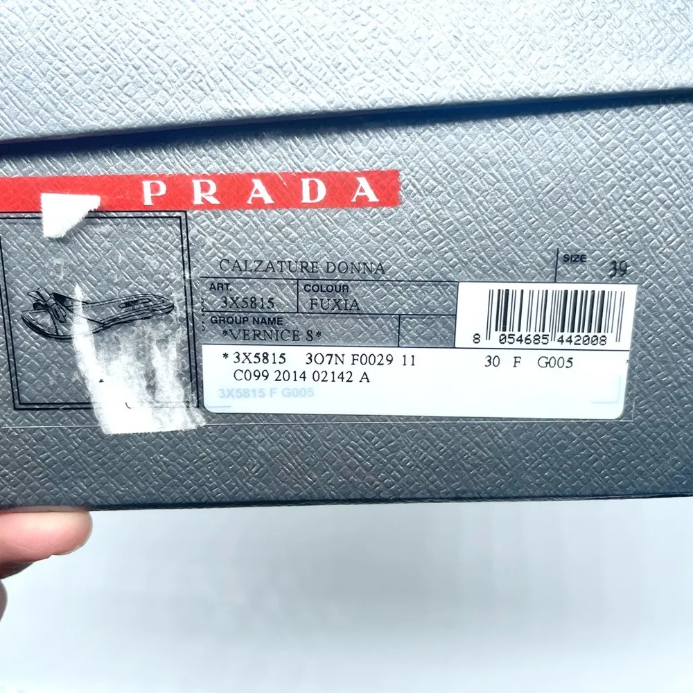 Prada Fuschia Pink  Patent Leather Logo Bow Slide Sandal flat EU 39 - Image 9