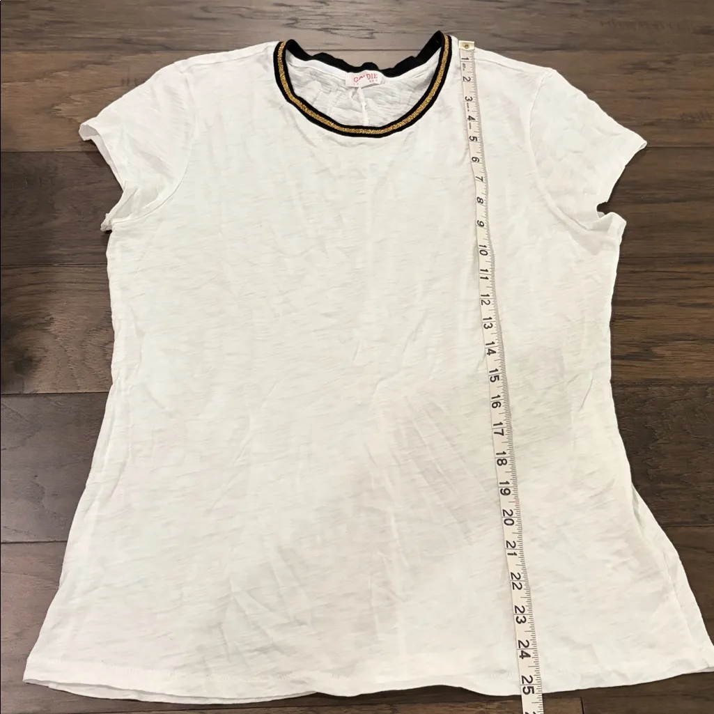 Goldie Lewinter Shirt Sleeve Metallic Tipped Ringer Tee Sz L - Image 10