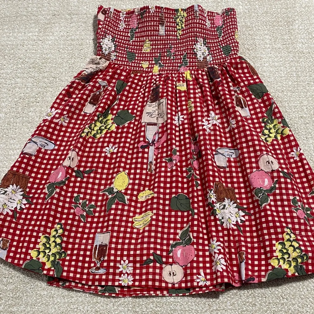 BDG Red Gingham Strapless Dress - Image 5