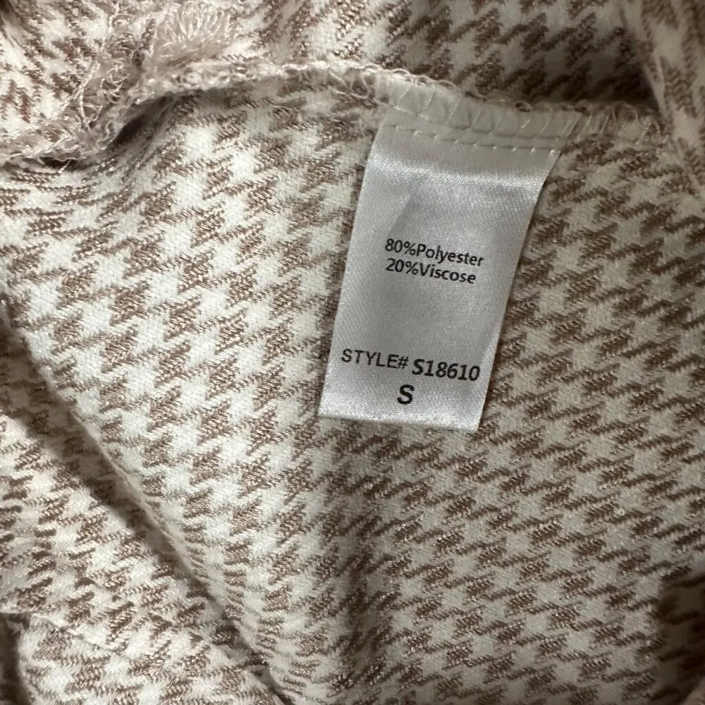 Pants Store Womens Small Beige Houndstooth Print Faux Wrap Skirt Skort NWT White - Image 5