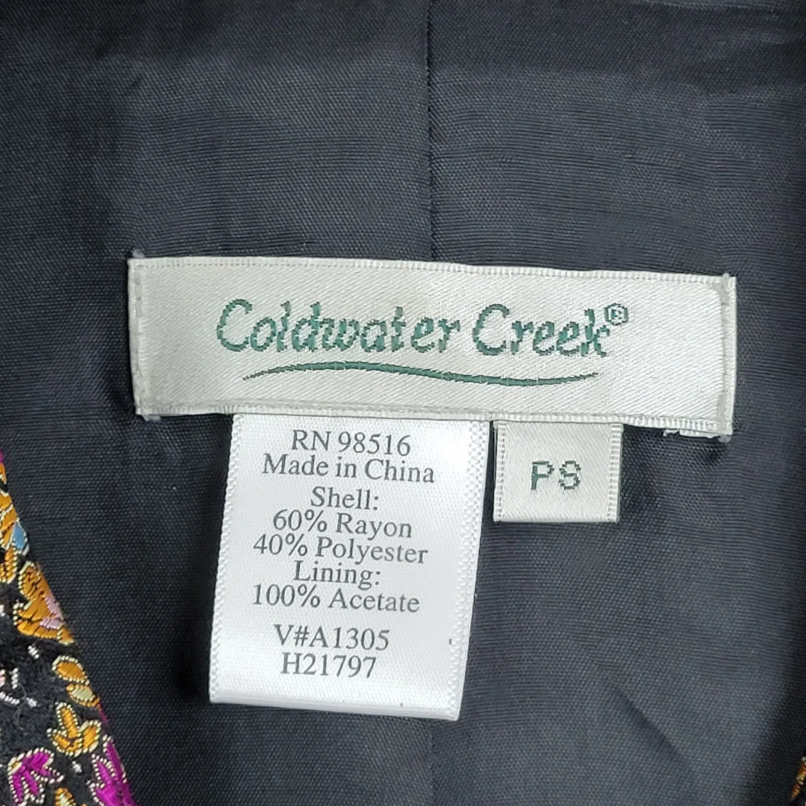 Coldwater Creek Floral Tapestry Jacket Small Petite Orange Black Embroidered - Image 11