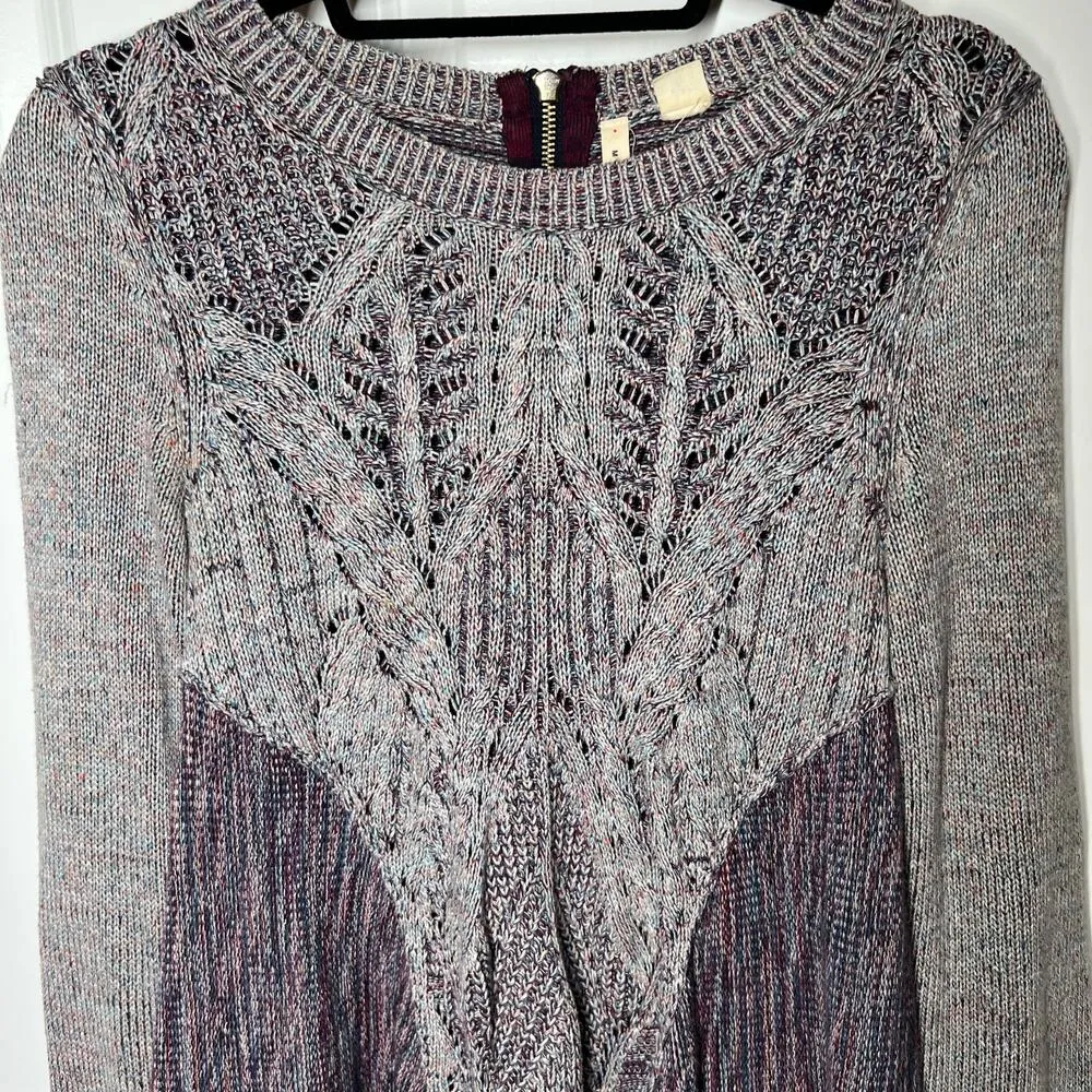 Anthropologie Moth Women's Anita Mixed Cable Knit‎ Sweater Size XS - Image 2