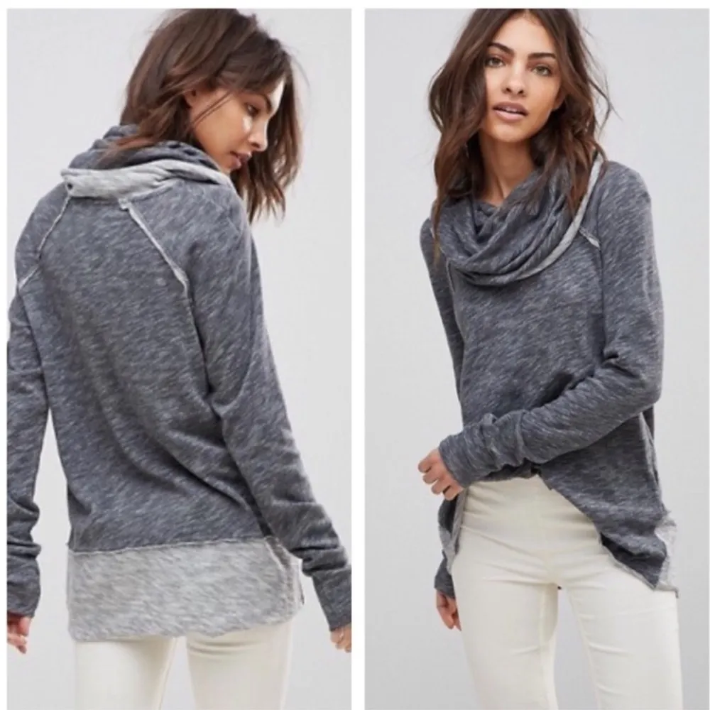 Free People Beach Cowl Neck Long Sleeve Pullover Two Body Grey Cocoon - Image 4