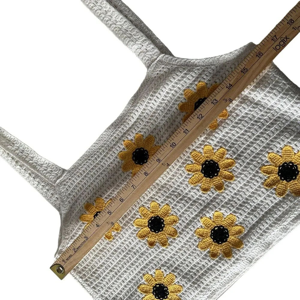Altar'd State Crochet Crop Top Sunflower Pattern Size‎ M Festival BOHO Soft Girl - Image 12