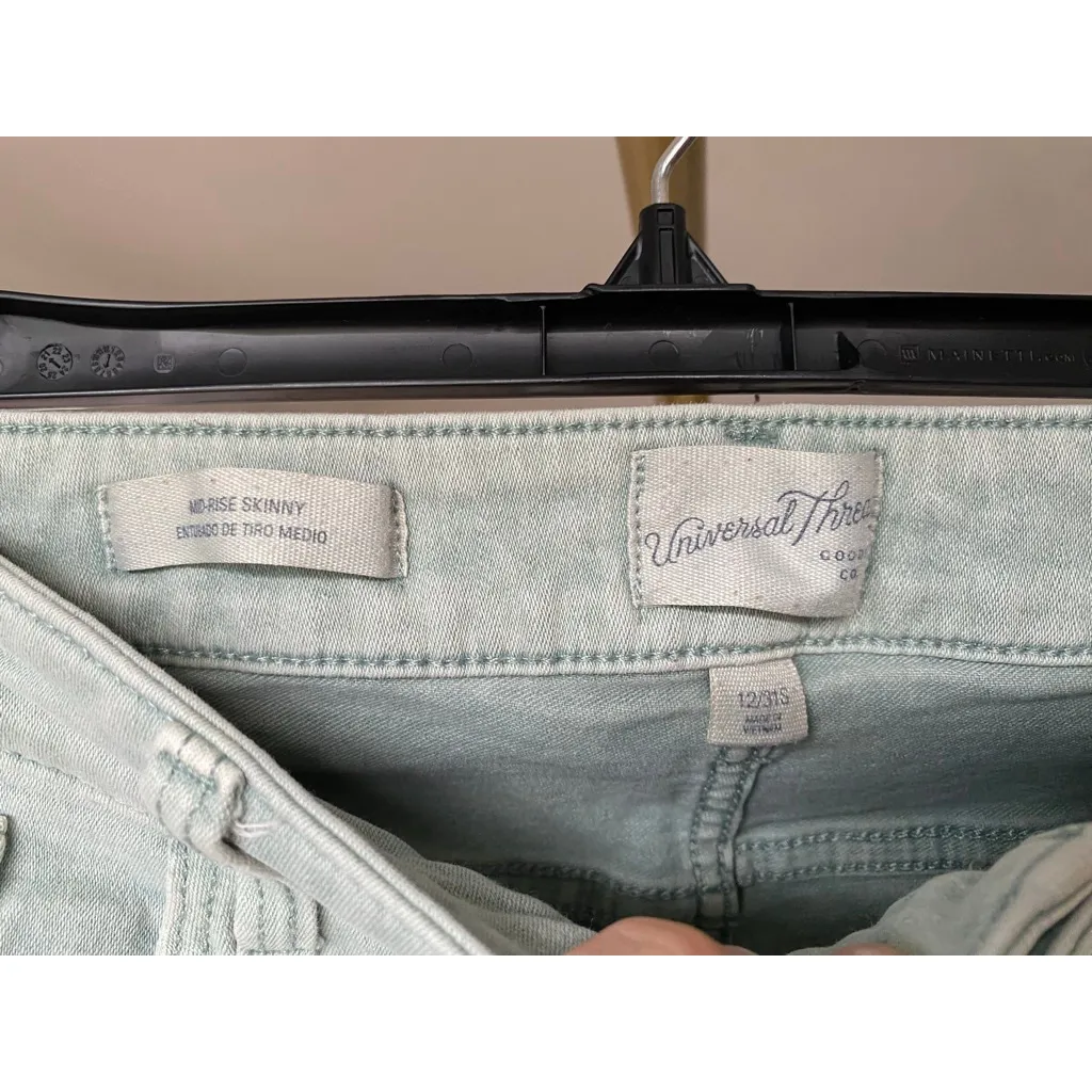 Universal Thread Mid-Rise Skinny Jeans Pale Aqua Sz 12/31S Pastel Preppy Classic - Image 4