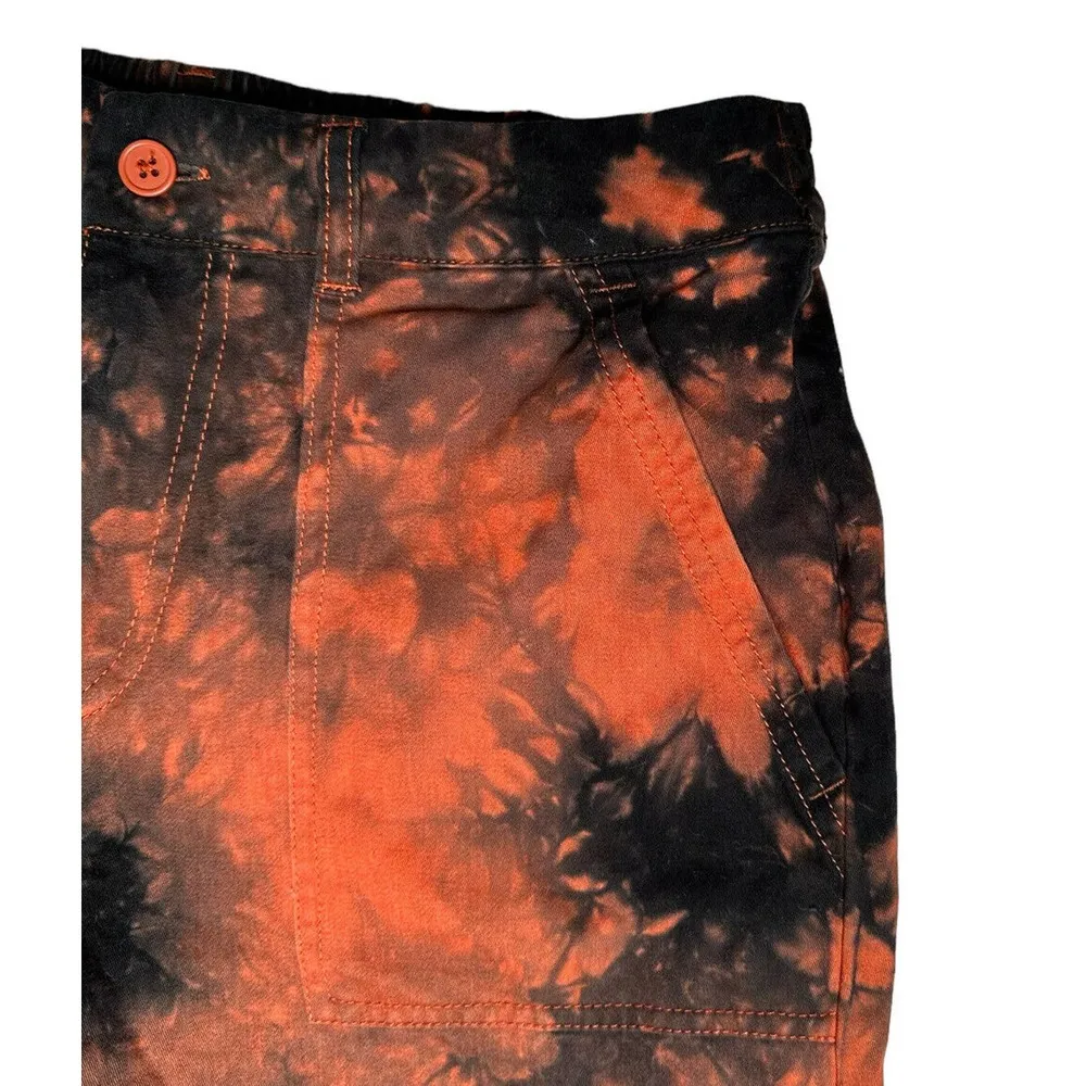 Womens Empyre Echo black Orange Tie Dye Relaxed Fit Straight Cargo Pants Size S - Image 5