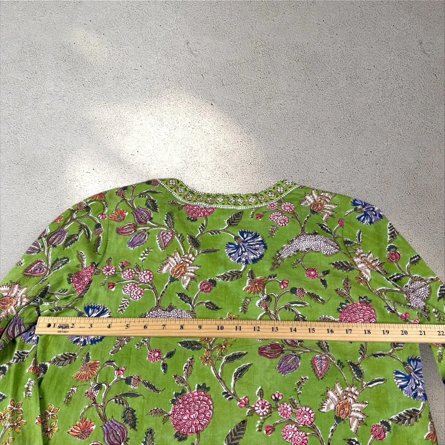 PAX PHILOMENA ALEX KEY LIME GREEN TUNIC BEADED EMBELLISHED FLORAL COTTON Sz M Size M - Image 11