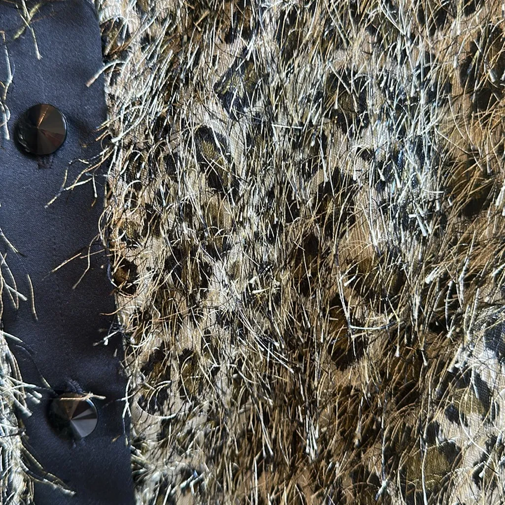 Vintage En Francias leopard print Black and Gold Textured Blazer size s - Image 8