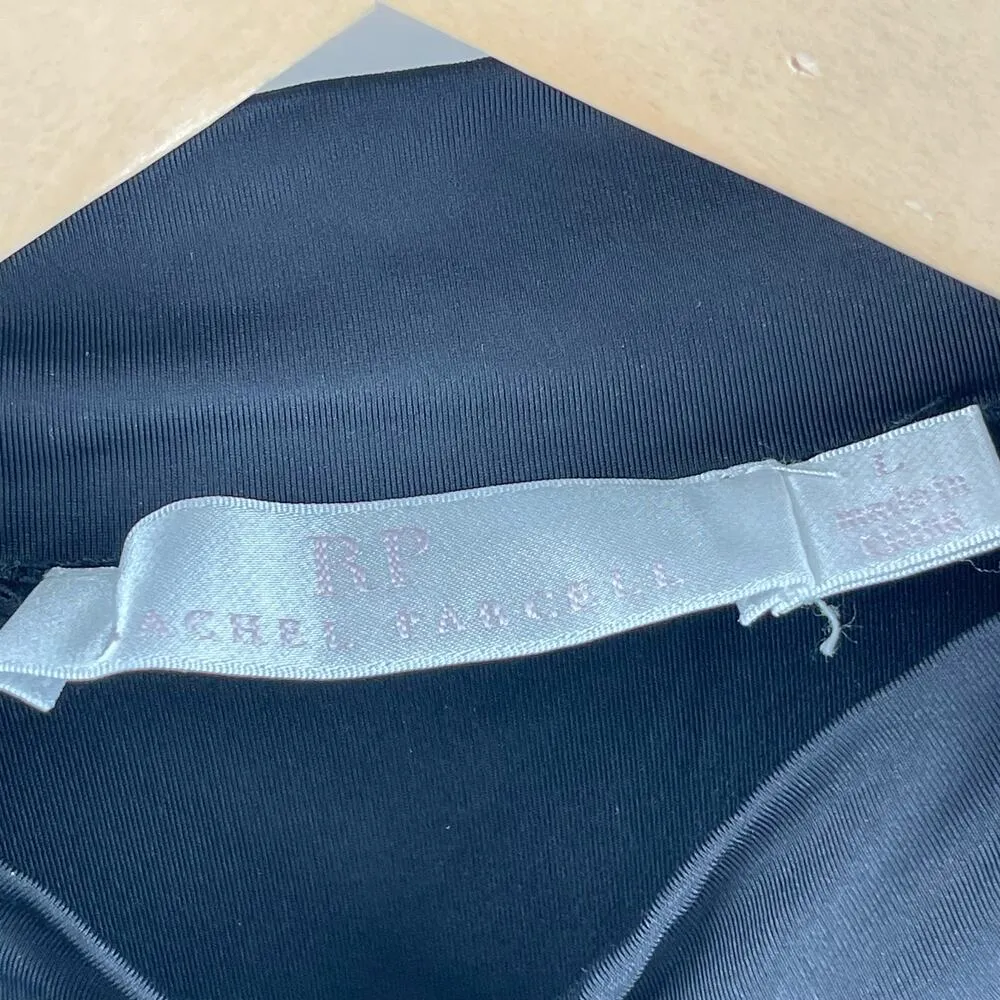 RACHEL PARCELL Top Size Large Ruched Fitted Mockneck Long Sleeve Black Spandex - Image 5