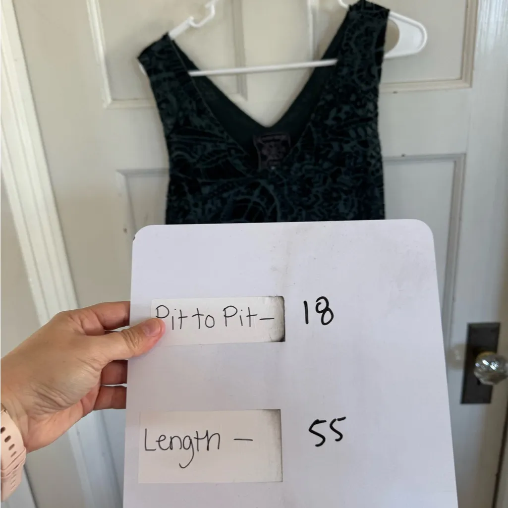 Johnny Was Jade green velvet patterned maxi dress size small - Image 9