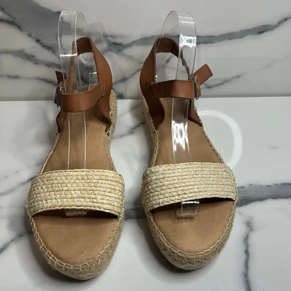 Apaseart Wmn's Brown Leather Ankle Strap Platform Espadrille Sandals Sz39 Sz 8.5 - Image 2