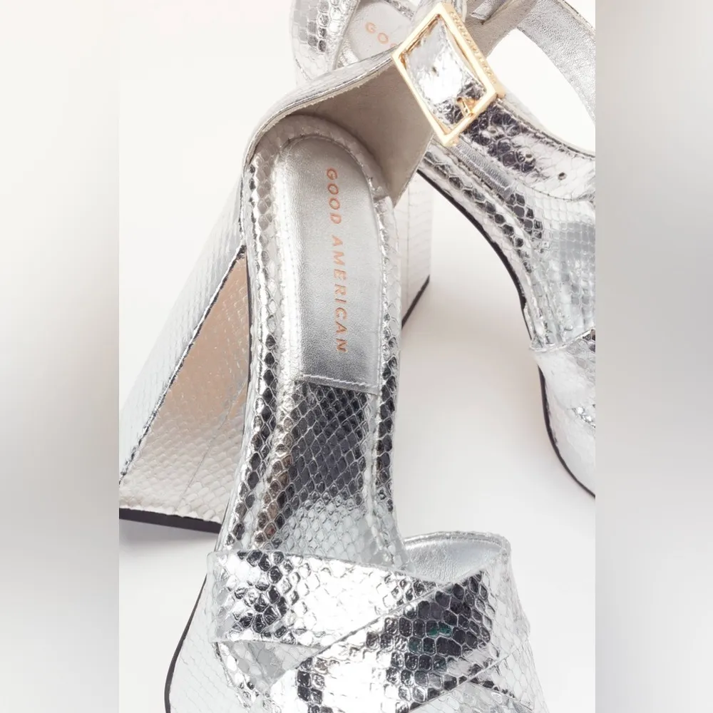 Good American Ankle Strap Open Toe Platform Sandals, Size 9.5M NEW w/Dust Bag - Image 4