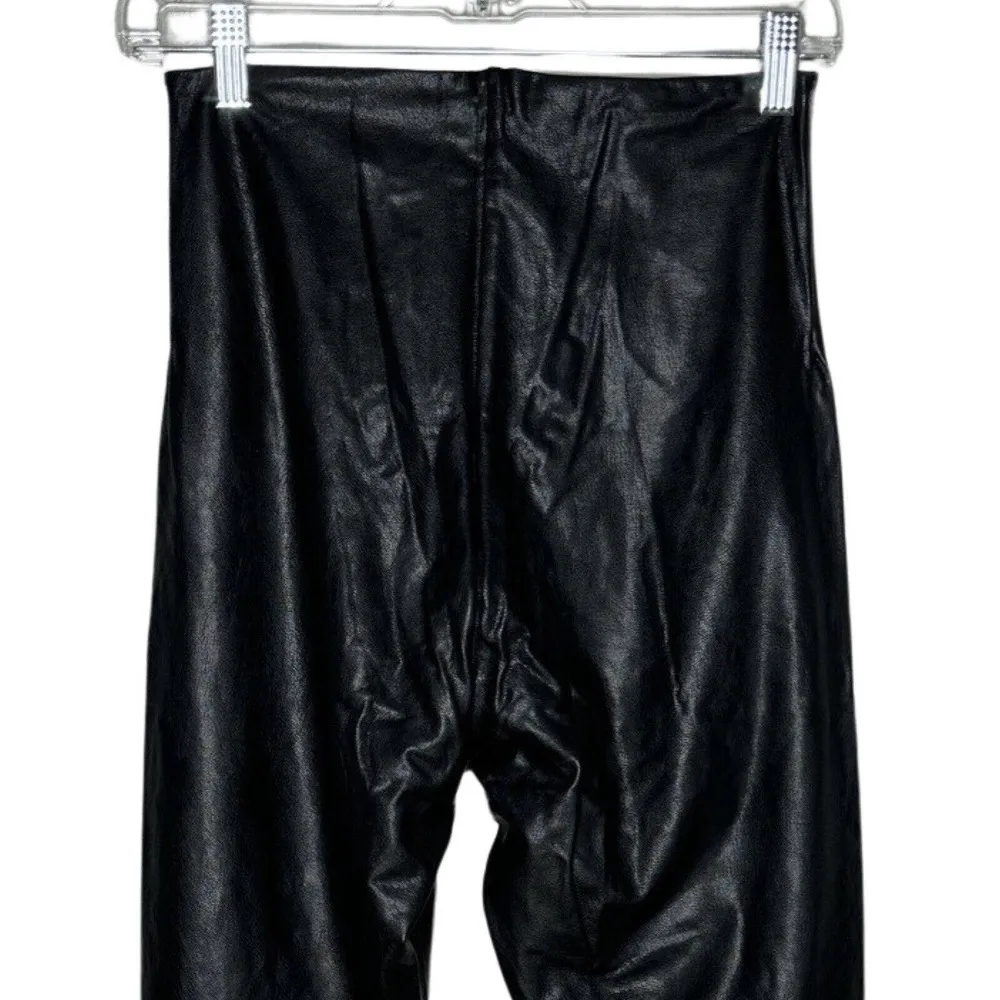 Commando Control Pants Women Large Black Skinny Faux Leather Legging Rocker Edgy - Image 4