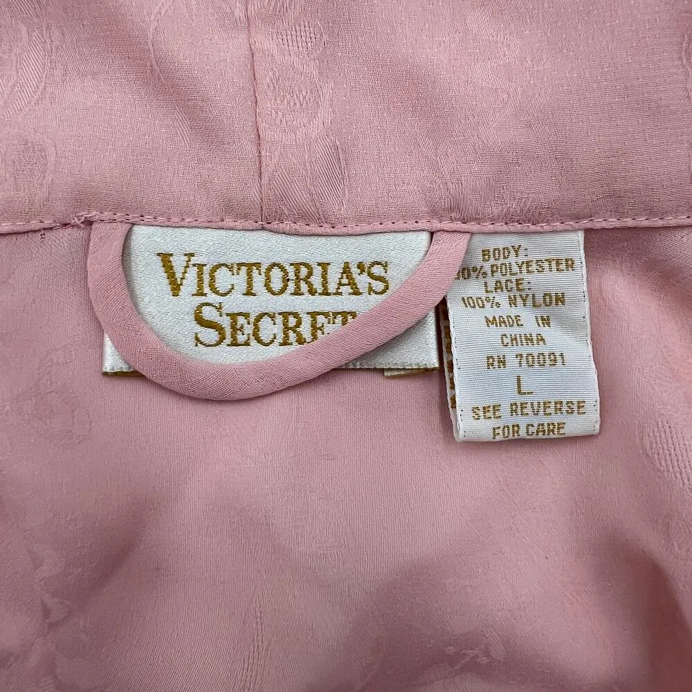 Victoria's Secret Long Pastel Pink Robe Vintage Gold Label - Image 3