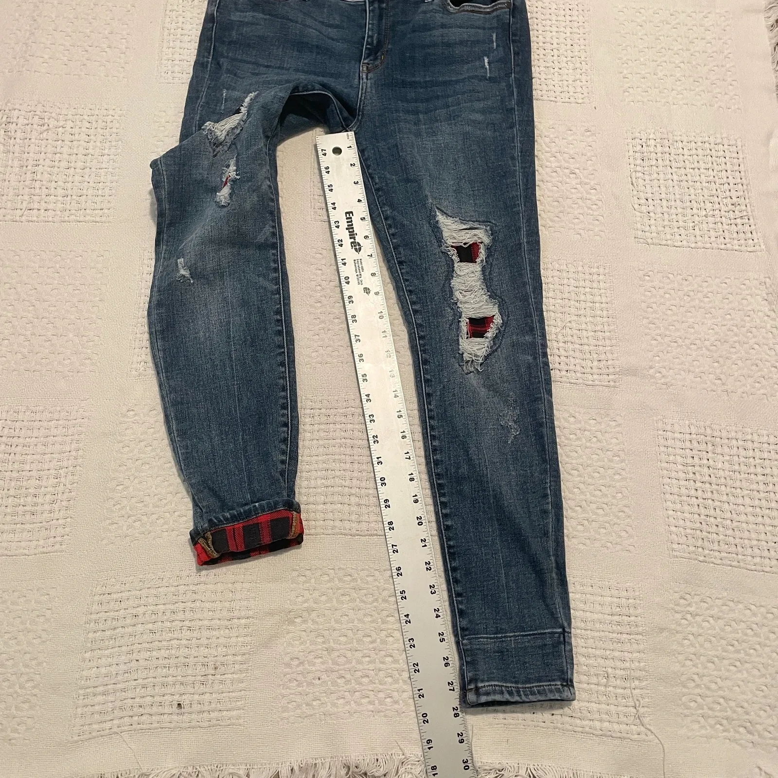 Judy Blue Los Angeles 11/30 skinny fit distressed buffalo plaid jean J2 7072 - Image 3