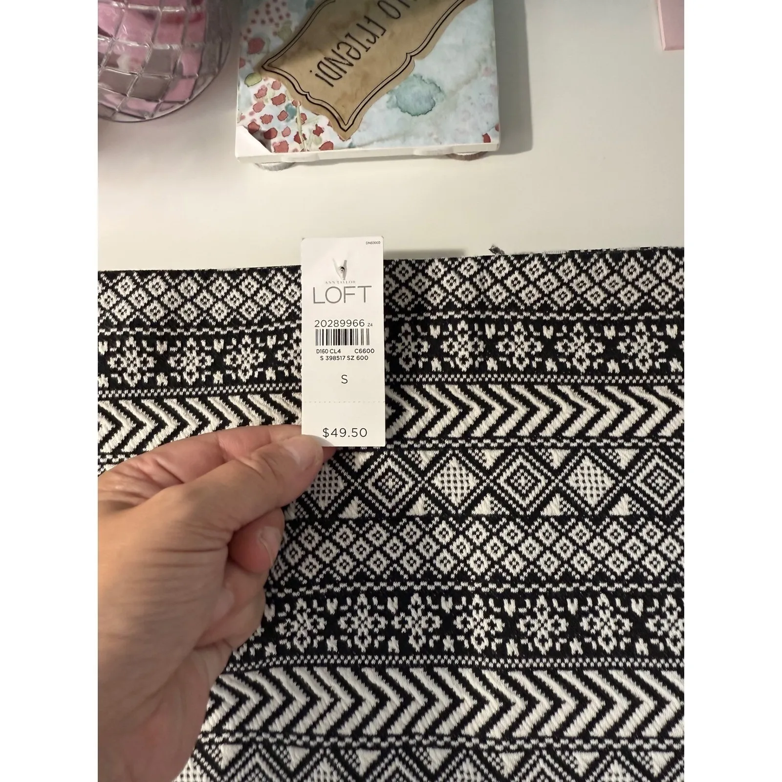 LOFT Black White Geometric Print Mini Skirt Size‎ S | Mod | Academia | Retro - Image 5