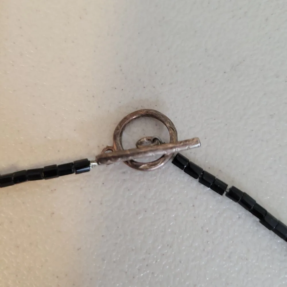 Clay Polymer Flower Necklace Black & White Fairy Art to Wear Art Deco Whimsigoth - Image 7