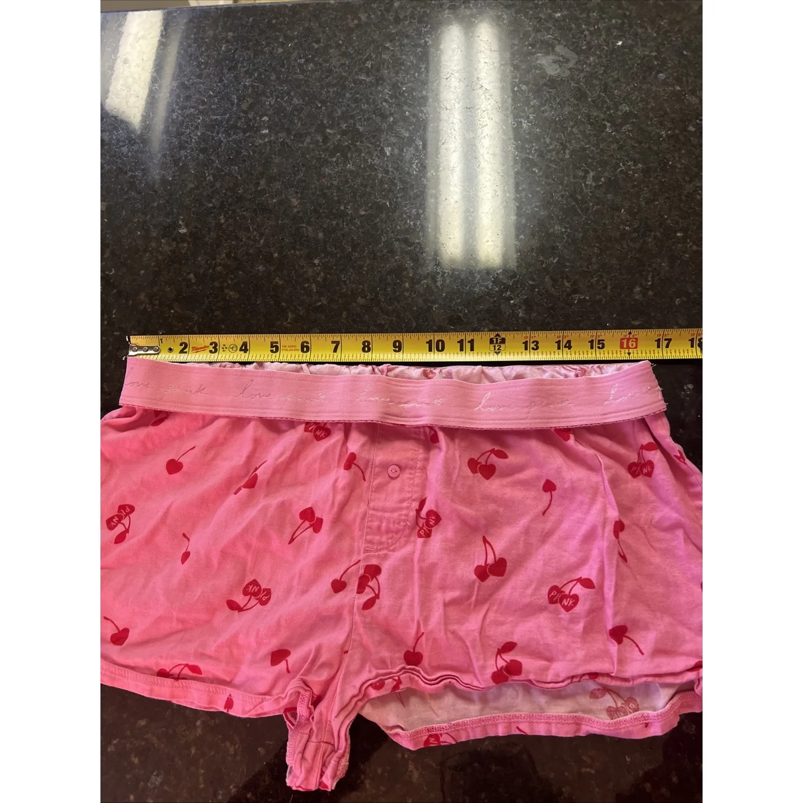 PINK Victoria's Secret‎ Cherry Boxer Shorts Sleep Women's Size L Foldover Waist Size L - Image 7
