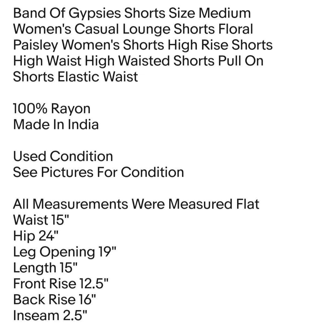 Band Of Gypsies Shorts Size Medium Women's Casual Lounge Shorts Floral Paisley  - Image 4