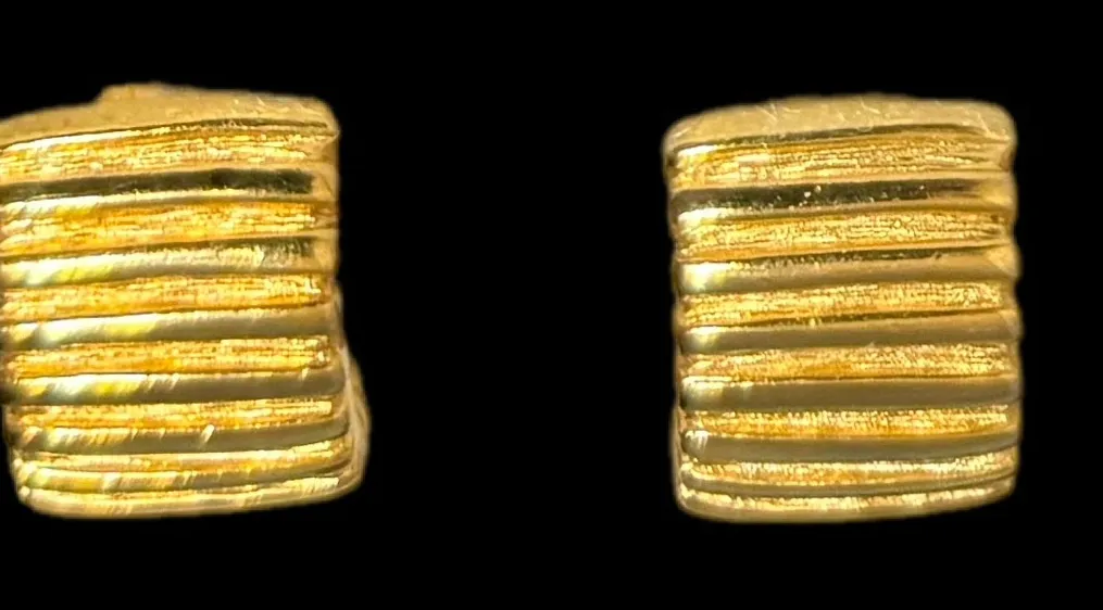 Givenchy Vintage Gold Ribbed Clip On Earrings - Image 2