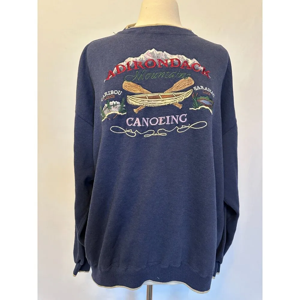 Vintage Red Cliff Trading Co Blue Adirondack Crewneck Sweatshirt Size XL - Image 8