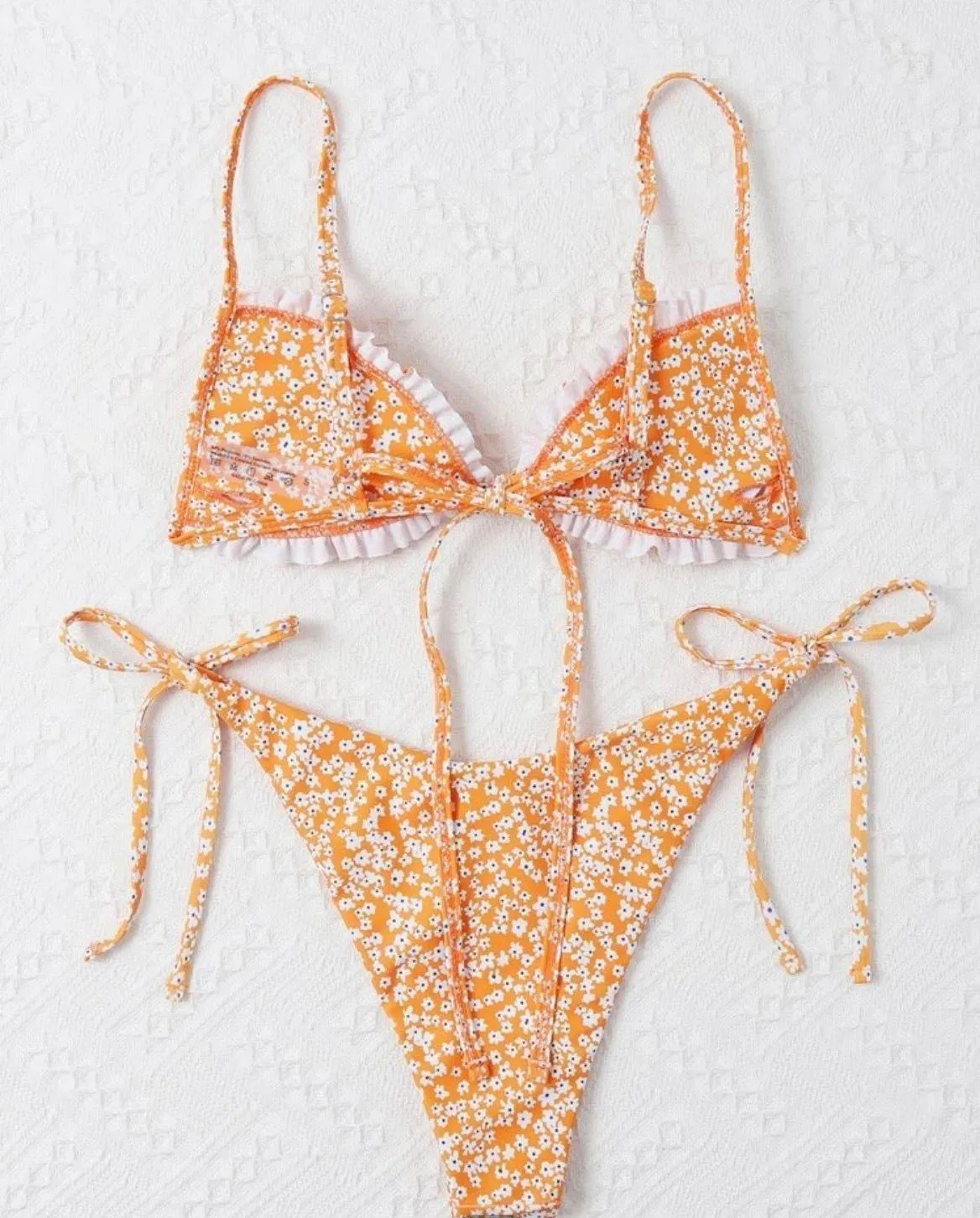 SheIn Orange Flower Bathing Suit - Image 2