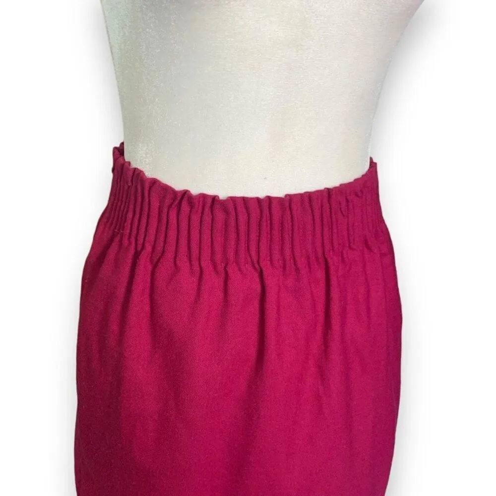 J.Crew Factory Mini Skirt Fuchsia Pink Wool Blend Wide Elastic Waist Straight Size 0 - Image 3