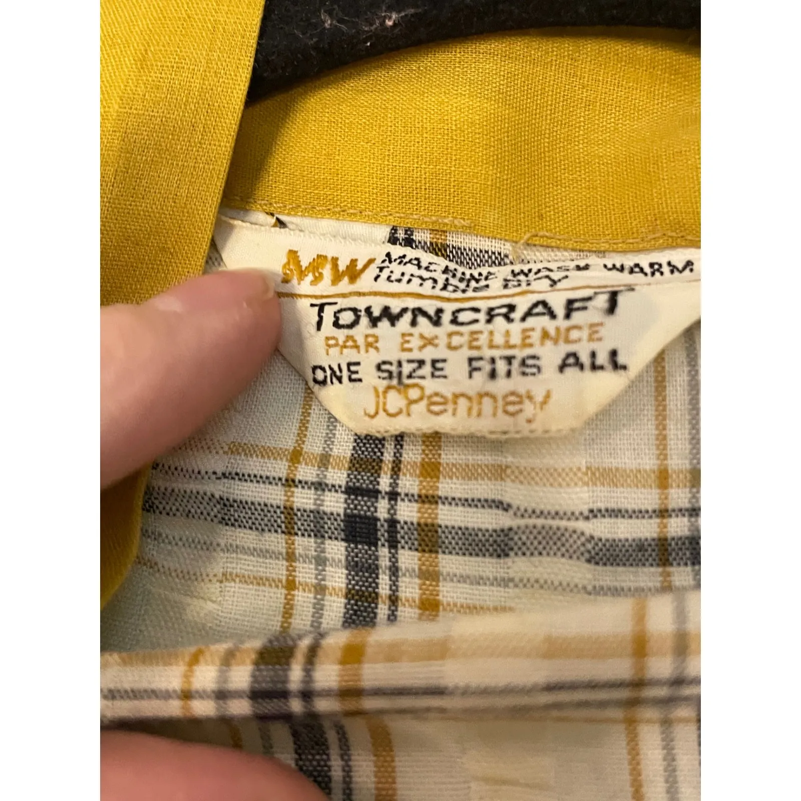 VTG Towncraft JCPenney Plaid Robe Shawl Collar OSFA Yellow Blue Plaid - Image 3