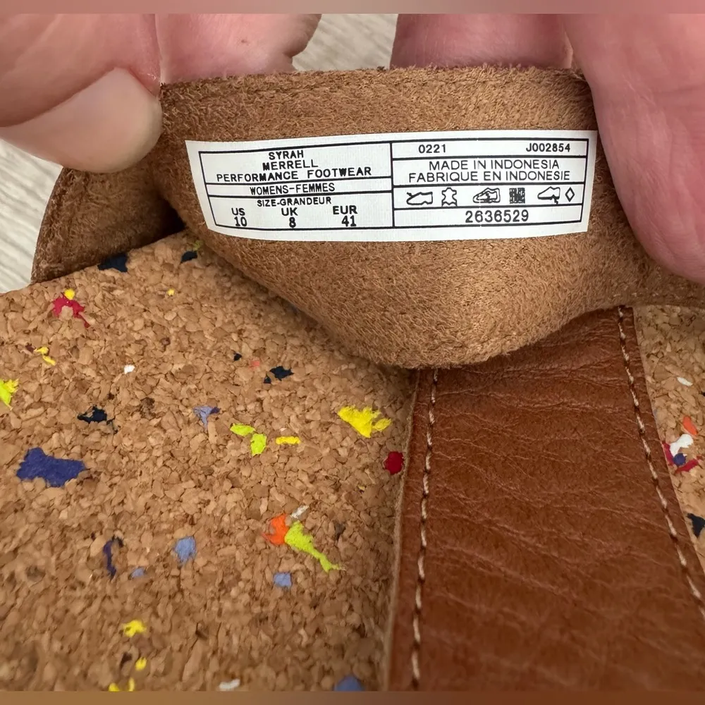 Merrell Syrah Brown Napa Valley Cork Sling Sandals Leather Straps Comfort Sz 10 - Image 6