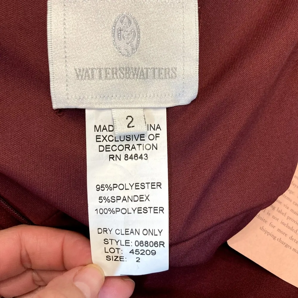 New ANTHROPOLOGIE BHLDN Watters Delilah Dress 2 Burgundy Red $285 Special Event - Image 9