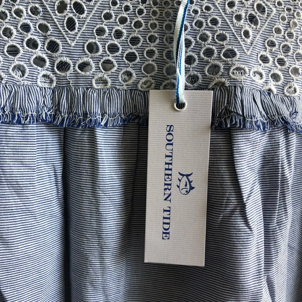 Southern Tide Dress Katrina Eyelet Dress Marina Blue Sz S NWT Sleeveless A-Line - Image 13