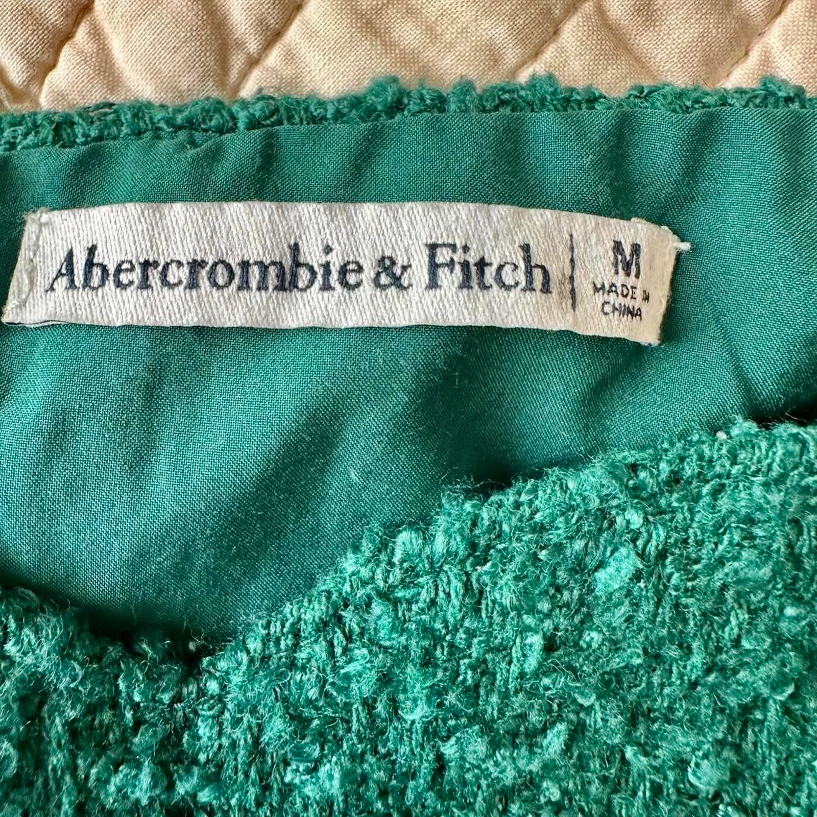 Abercrombie & Fitch Emerald Green Tweed Crop Top - Image 3