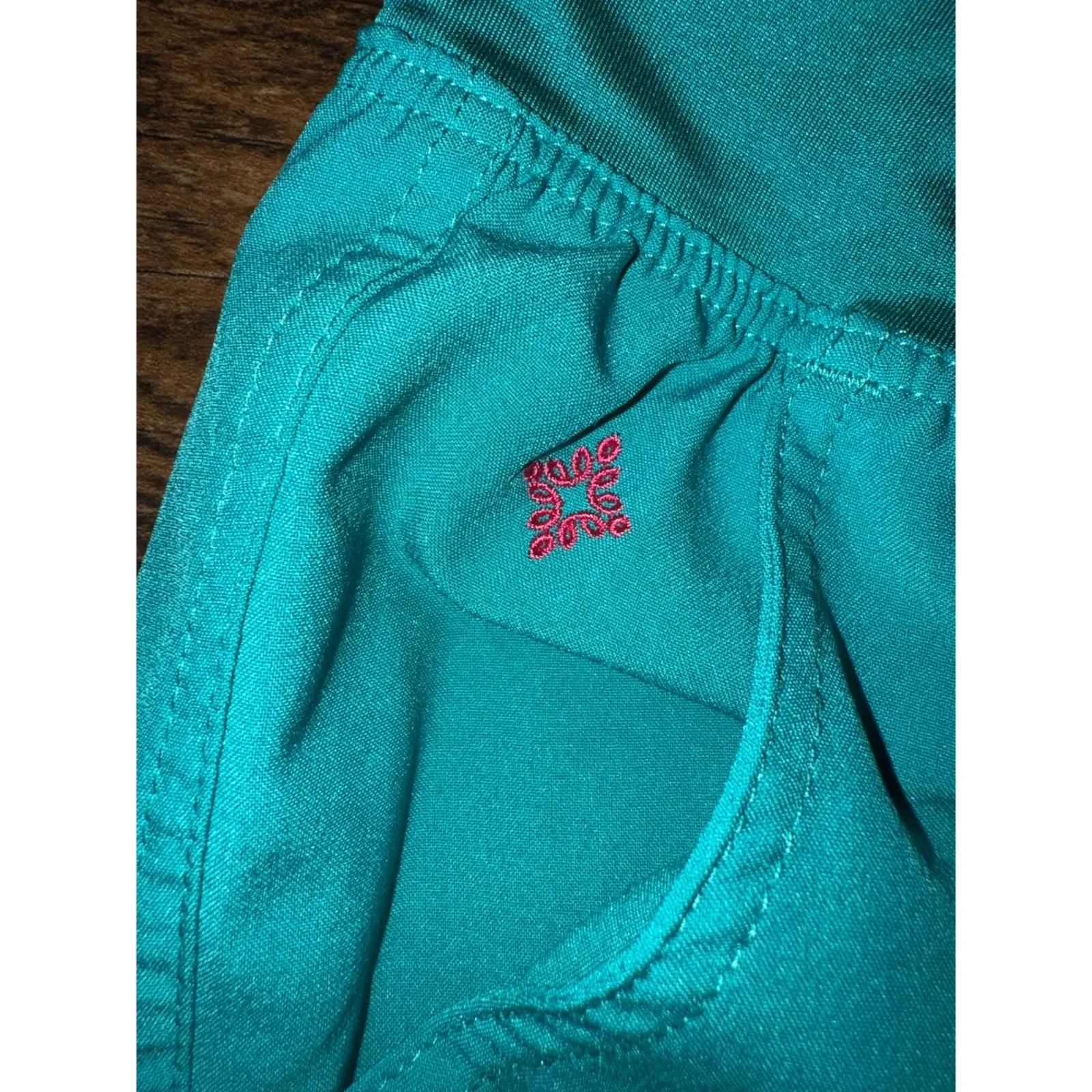 MedCouture Teal Scrub Pants Women's Relaxed Fit Cargo Drawstring Waist Pockets - Image 6