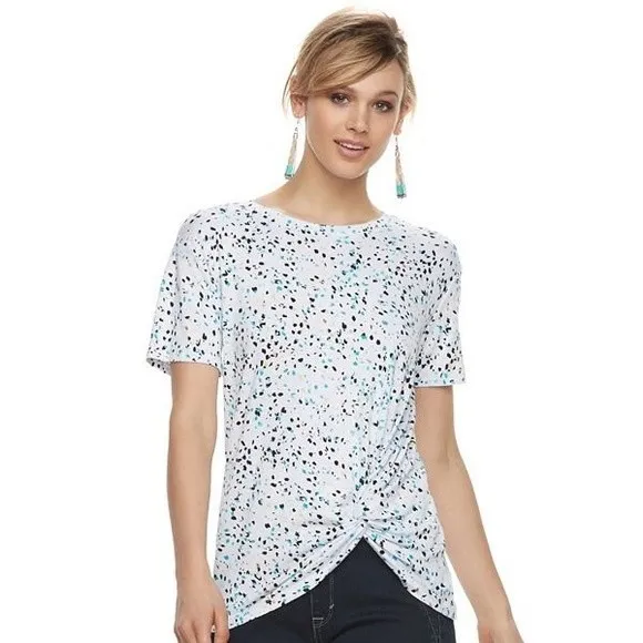 Apt. 9 Seaglass White Knot Front Tee Size X-Small - Image 4