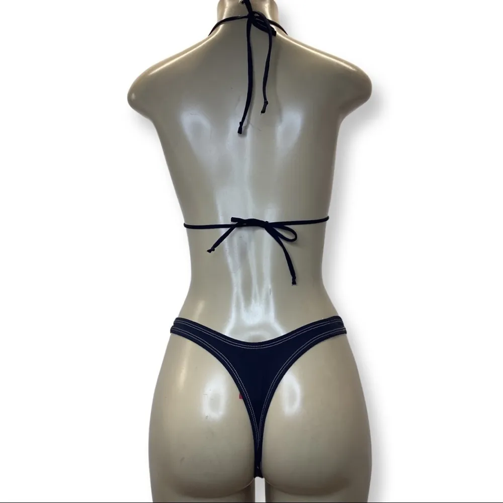 Indecent Proposal Size Small. Made by Zuliana Peekaboo Thong Bikini Set Black - Image 3