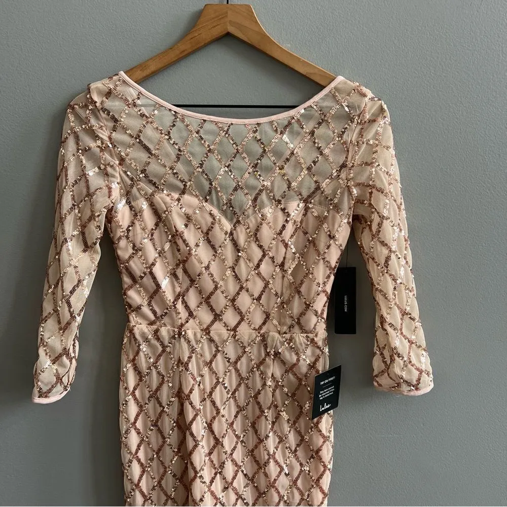 Lulu’s NWT Party Favor Rose Gold Sequin Bodycon Dress Champagne Cocktail Dress - Image 7