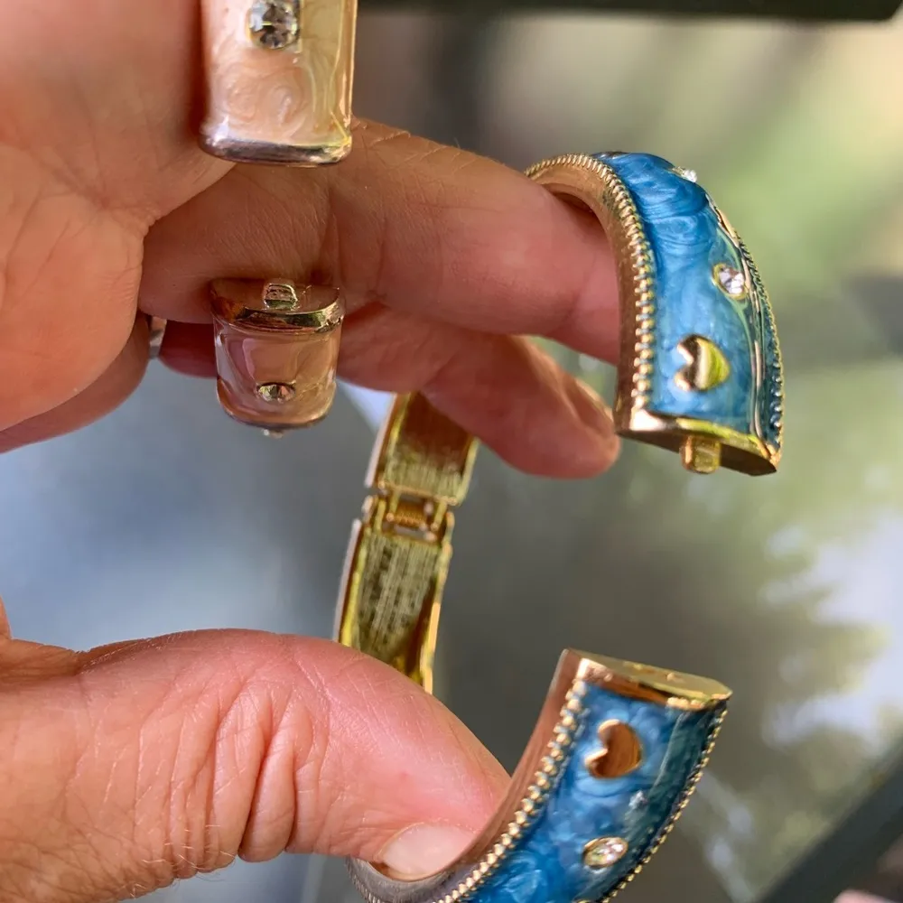 Elegant Blue and Beige Bracelets with Crystal Accents - Image 4