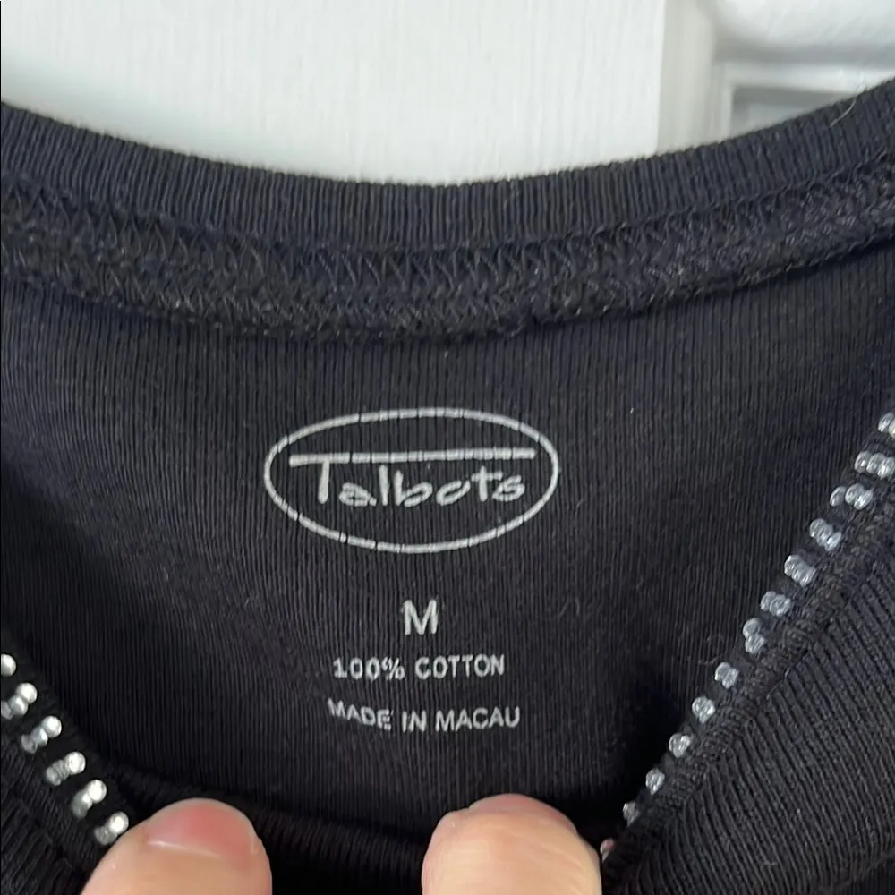 Talbots Black Tank Top with Textured Fabric and High Round Neckline - Image 2