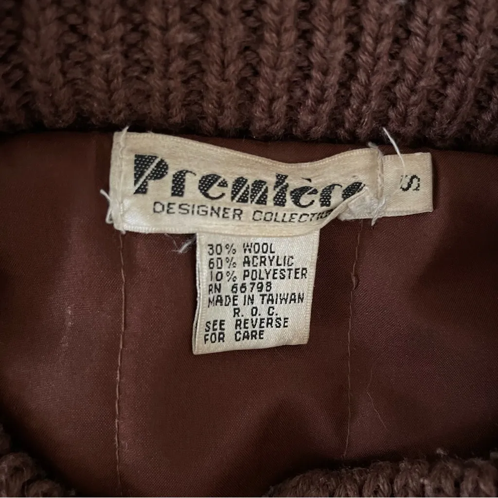 Vintage 70s Premiere Mohair Wool Shacket Sweater Jacket Brown Zip Small Medium - Image 9