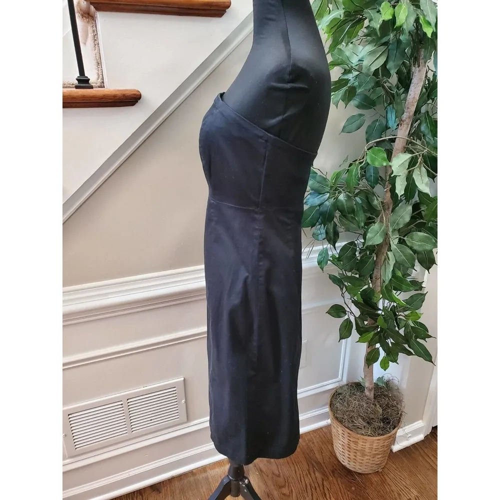 Women's Solid Black Polyester Strapless Casual Knee Length Dress Size Small - Image 4