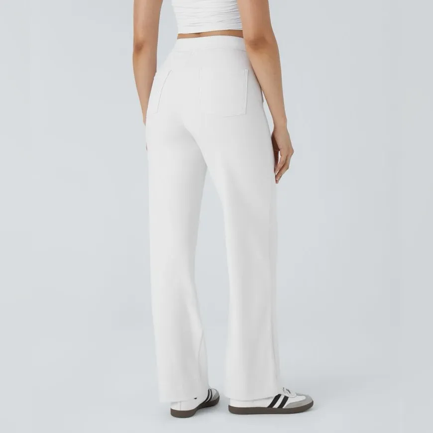 High‎ Waisted Button Multiple Pockets Straight Leg Casual Pants - Image 2